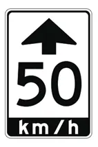 Maximum speed of 50 kilometers (30 miles) per hour ahead.