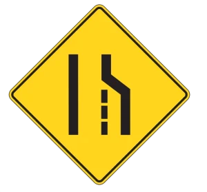Right Lane Ends Ahead Sign