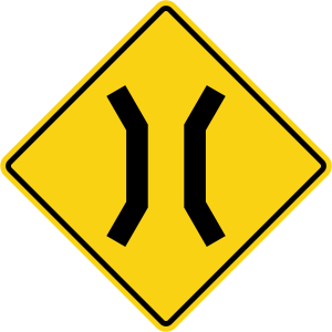 Road Narrows Sign
