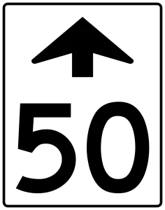 Maximum Speed Limit Ahead Sign (50 km/h)