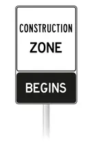 Construction Zone Begins Sign