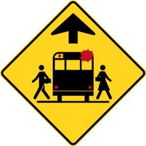 School Bus Loading Zone Ahead Sign